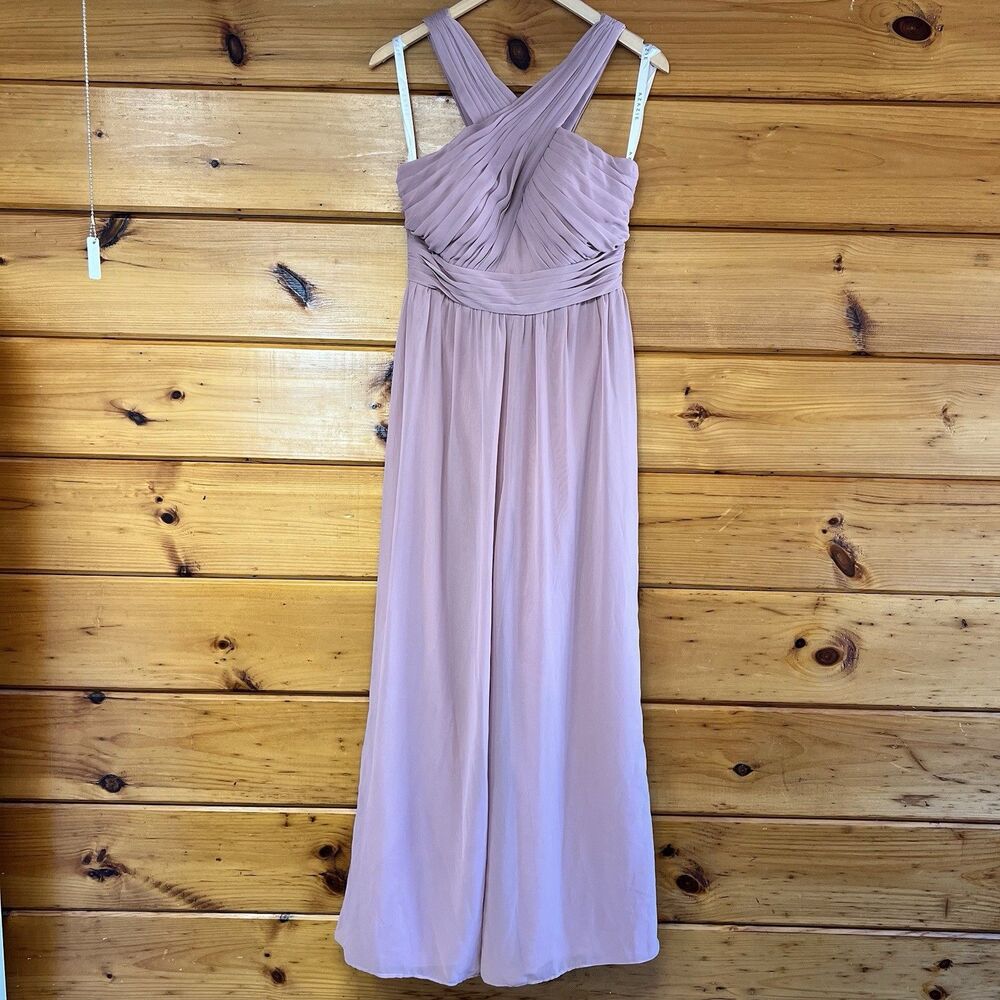 AZAZIE Halter Chifon Dust Pink Lined  jumpsuit A4